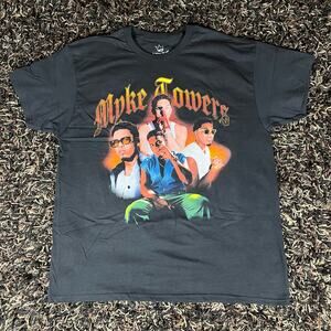 Young Kingz Myke Towers Black Throwback Photo Graphic Print Adult Sz XL New